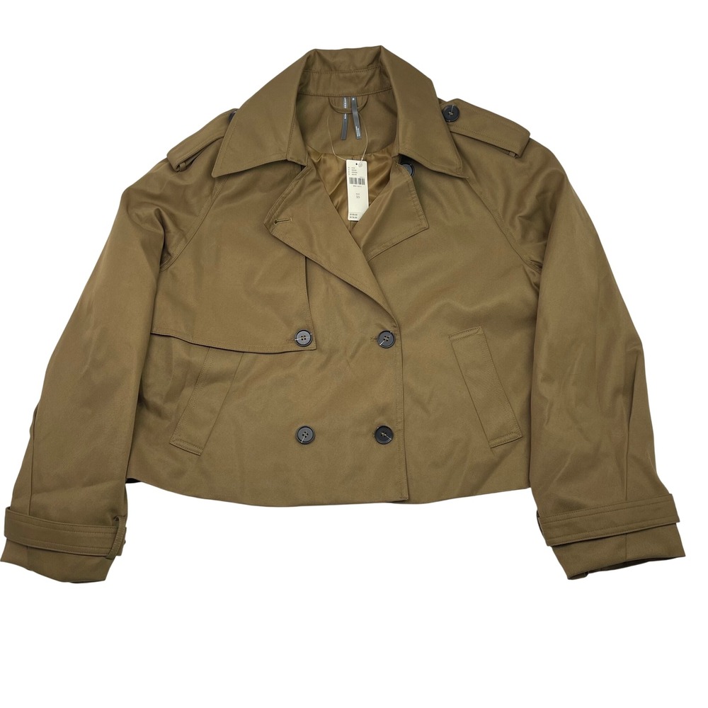 NWT Anthropologie Cropped Trench Coat XS Brown Tan Double Breasted Jacket $158 - Picture 5 of 13